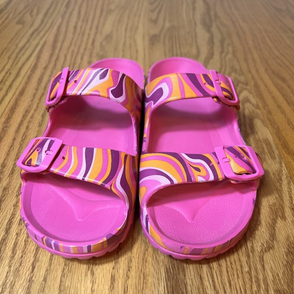 Women's Beach Slip On Shoes Pool Pink Double Strap Size 7 Women's EVA - Picture 2 of 8